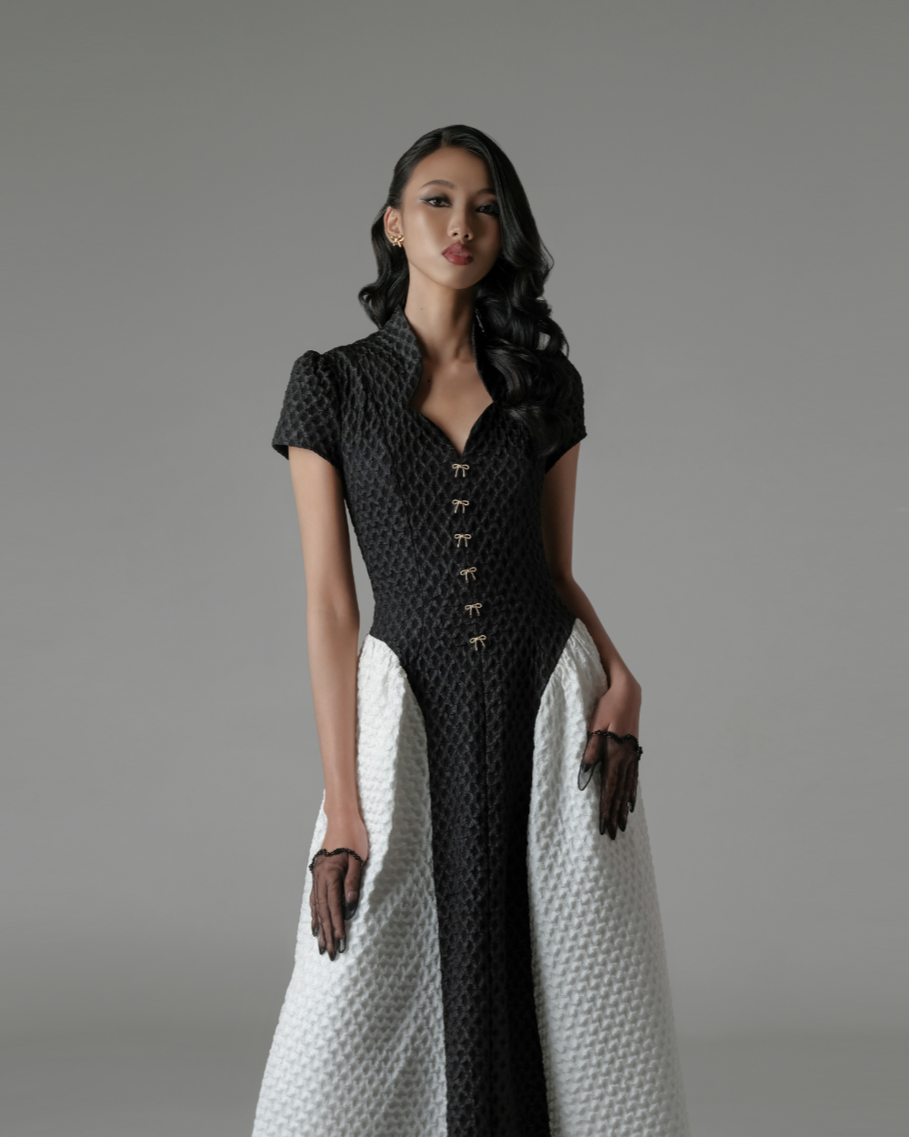 Faye Dress Black-White