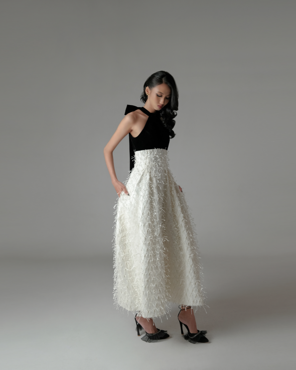 Genevieve Dress Black-Ivory