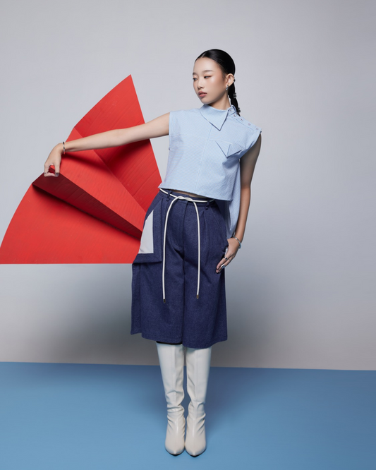 Lawrence Top White - Blue Stripes