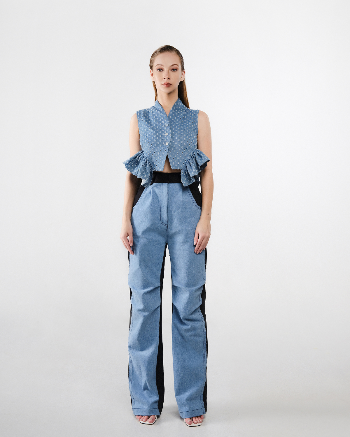 Devon Pants Medium Blue Denim - Black