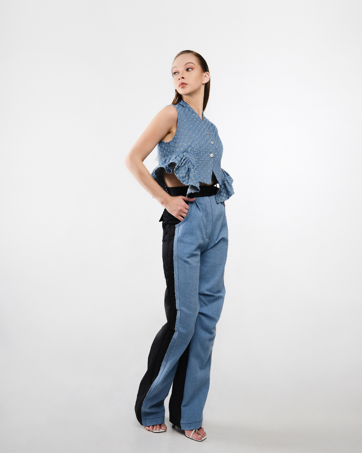 Devon Pants Medium Blue Denim - Black