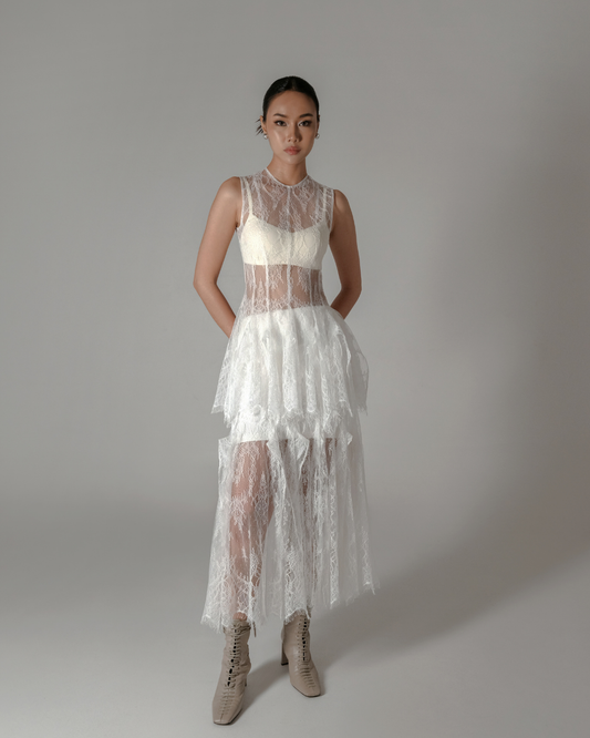 Gloria-Rayna Set White (with Mini Skirt Lining)