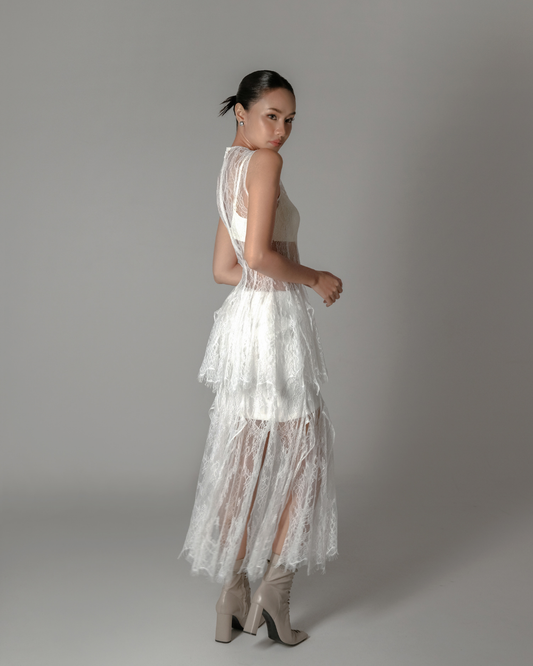 Rayna Skirt White with Mini Skirt Lining