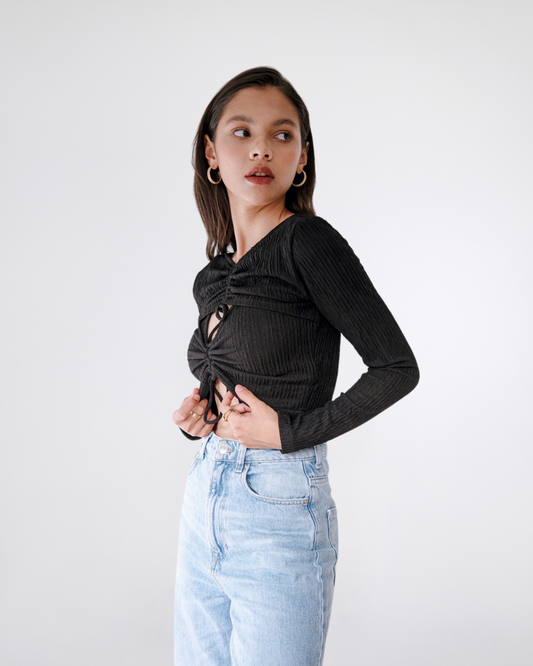 Laurie Reversible Knit Top Black