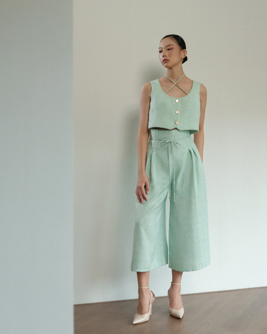 Carson Midi Pants Tweed Mint