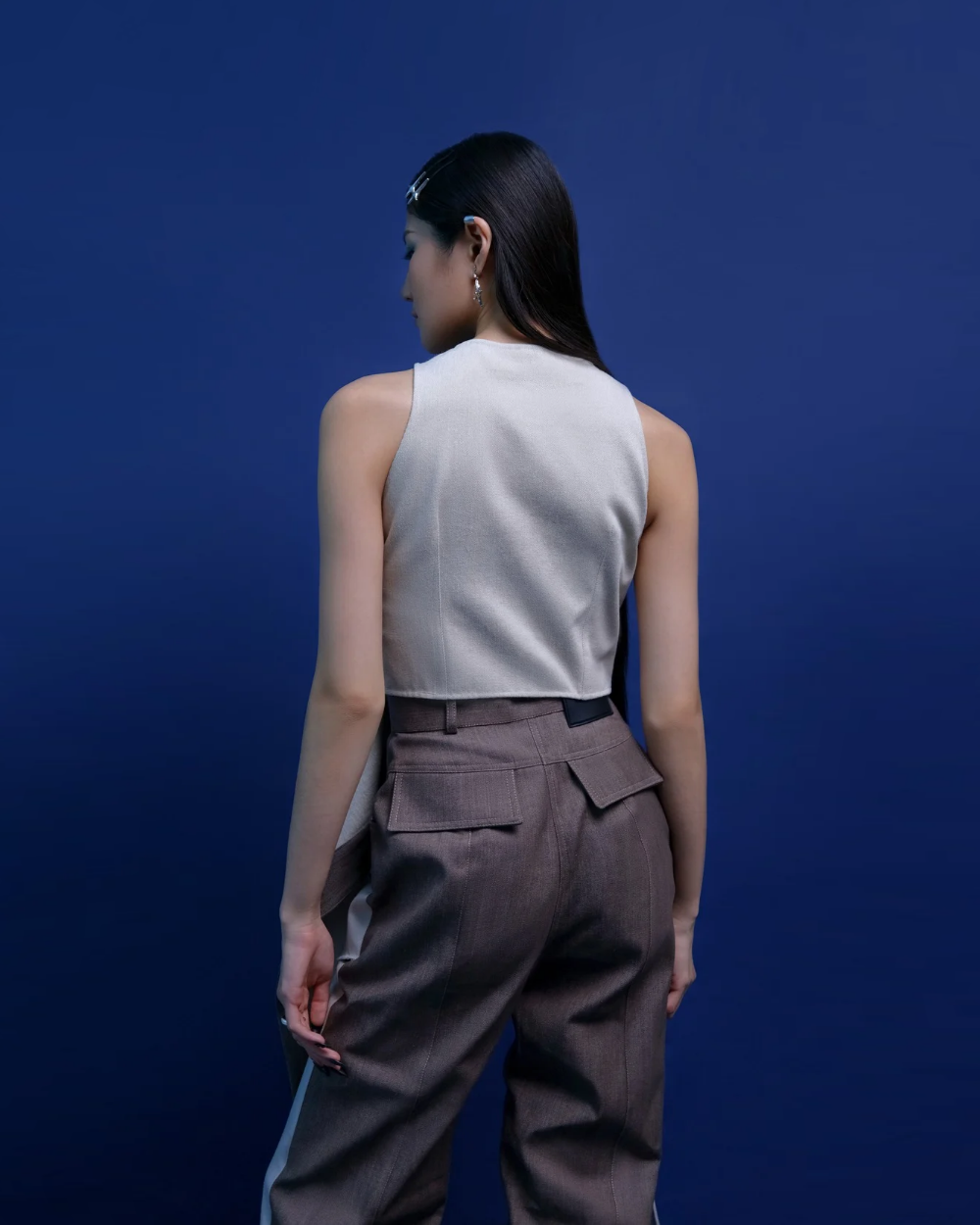 Philippa Top Beige - Saddle Brown Denim