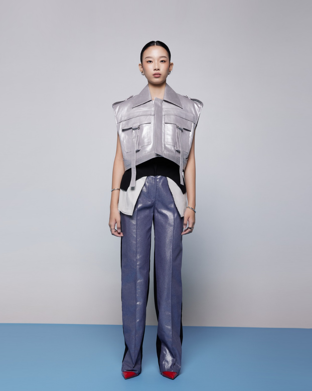 Donovan Pants Black - Metallic Blue