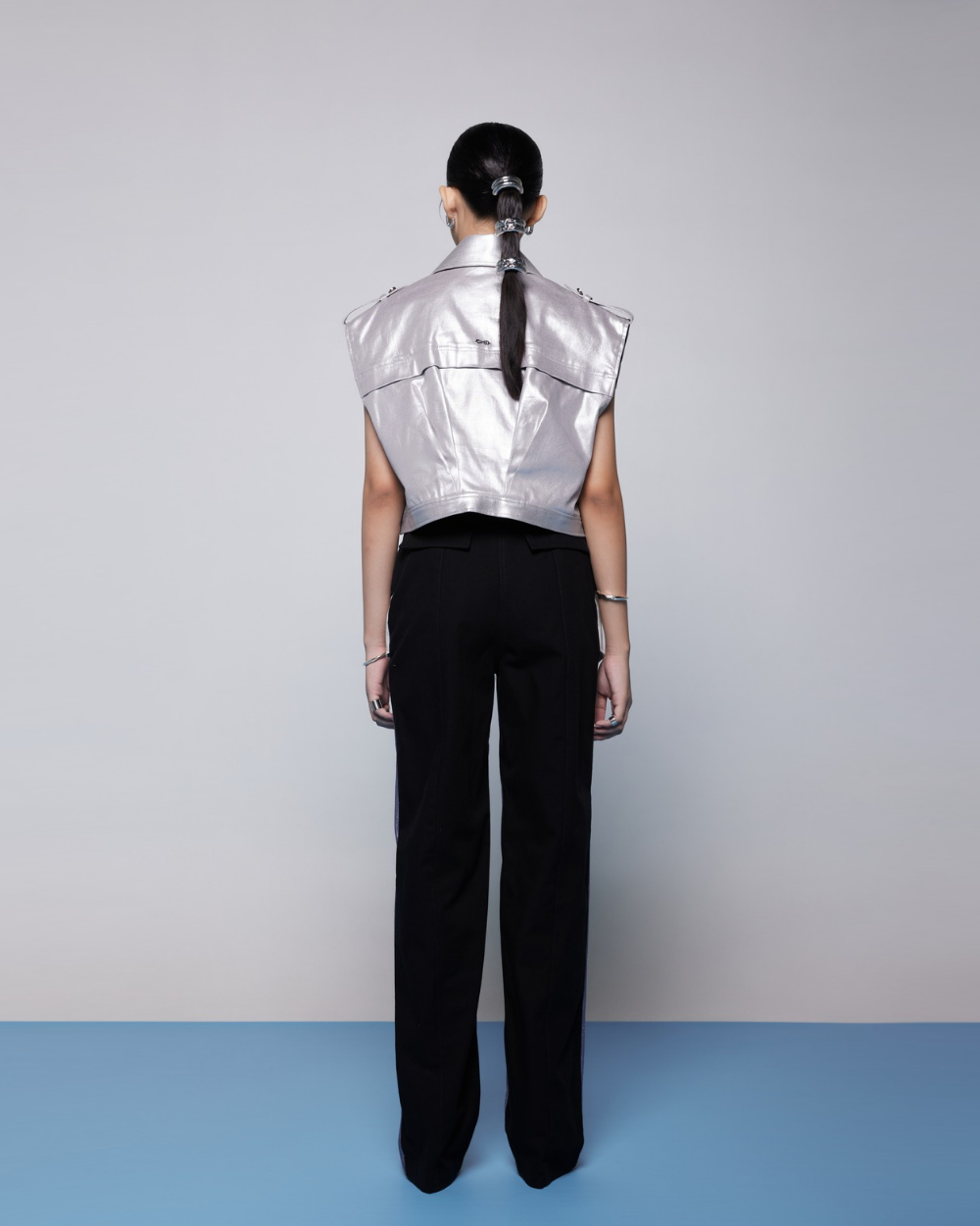 Donovan Pants Black - Metallic Blue