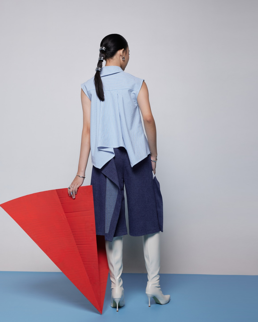 Lawrence Top White - Blue Stripes