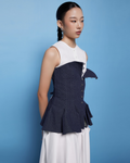 Andersson Top White - Denim Blue
