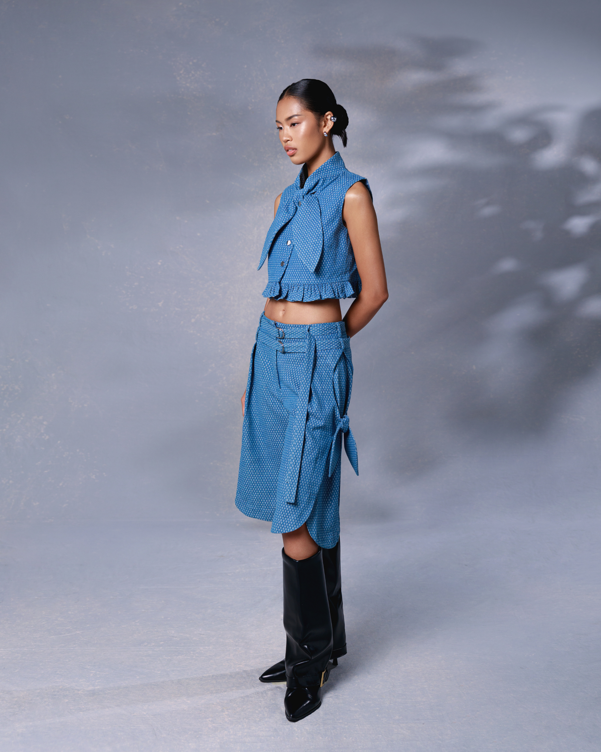 Rhea Bermuda Pants Washed Blue Denim
