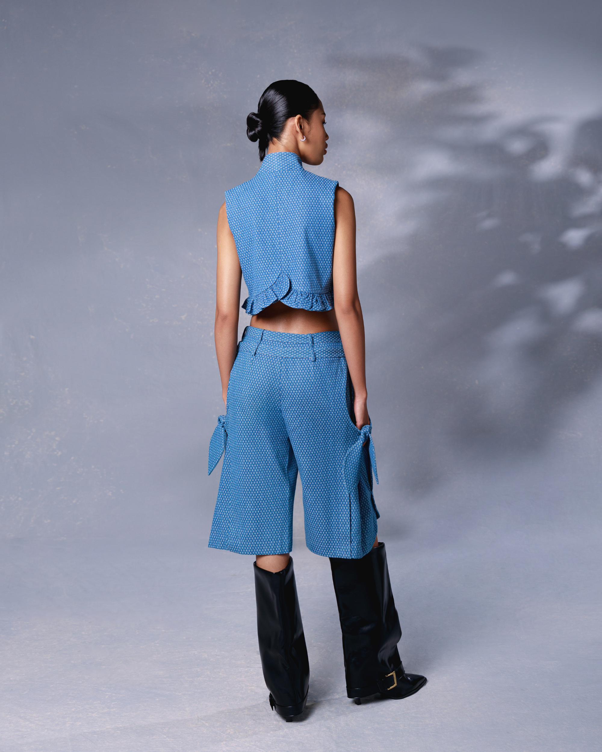 Rhea Bermuda Pants Washed Blue Denim