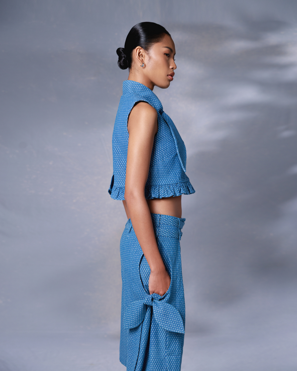 Rhea Bermuda Pants Washed Blue Denim