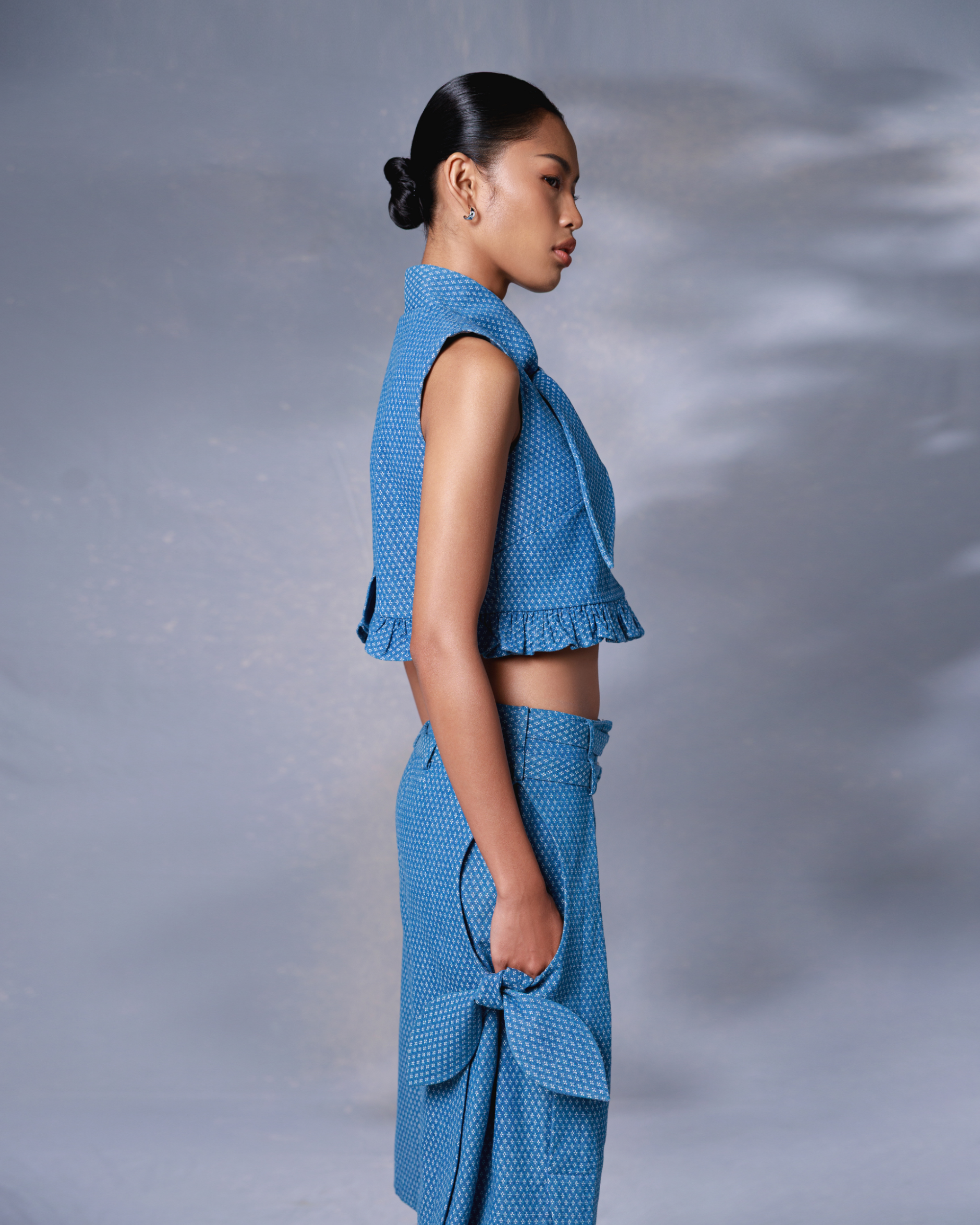 Rhea Bermuda Pants Washed Blue Denim
