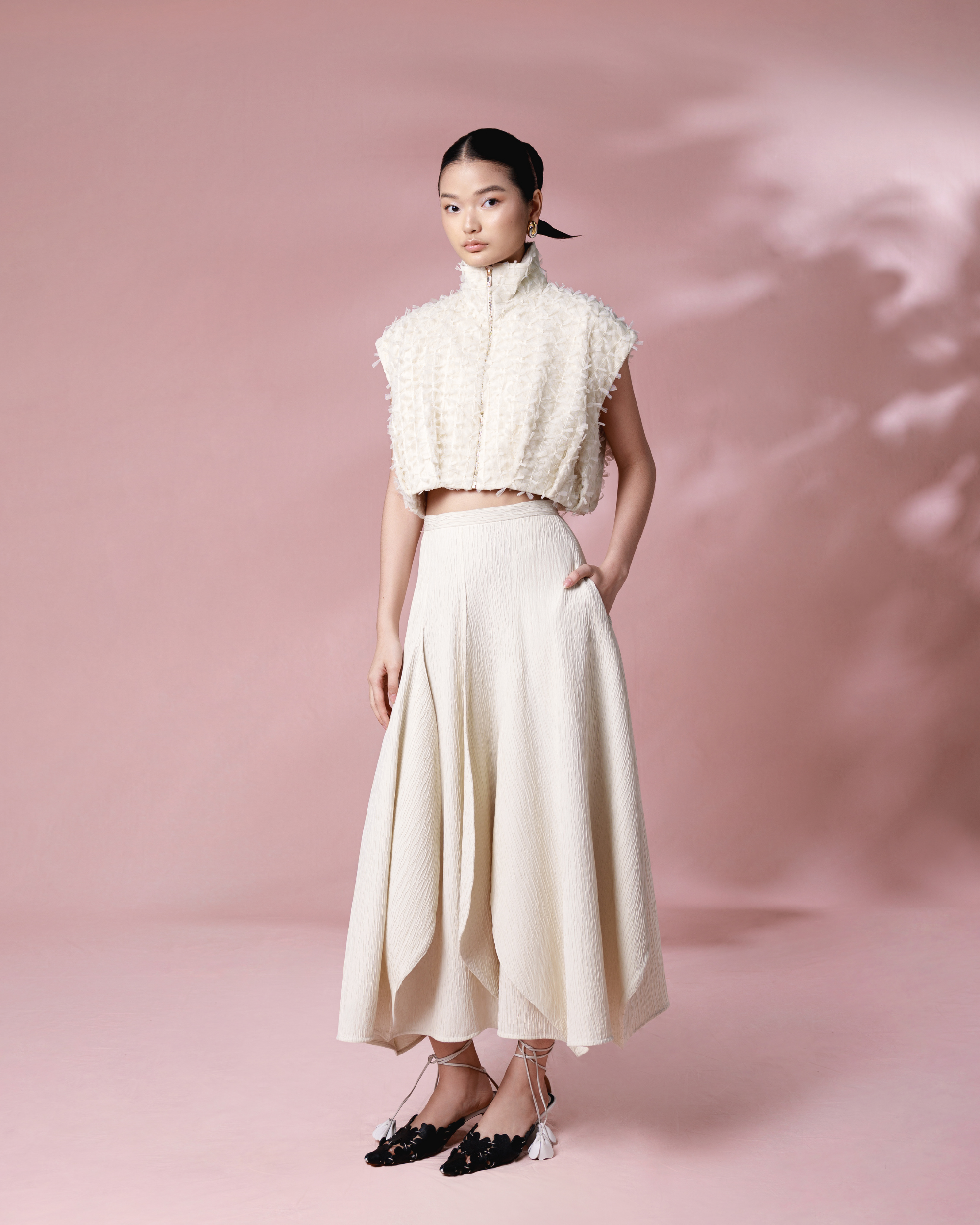 Aya Cropped Vest Cream