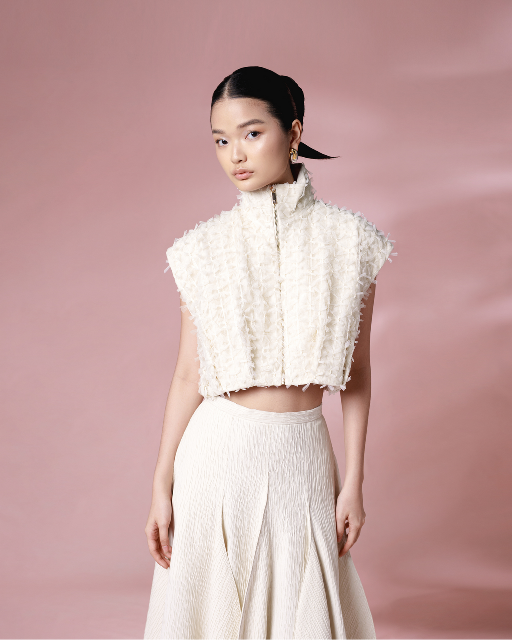 Aya Cropped Vest Cream