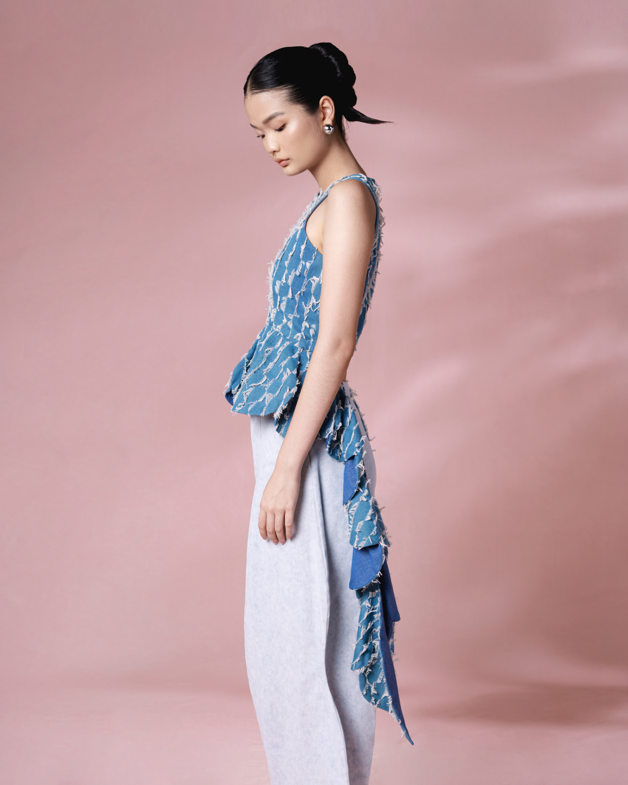 Pevita Top Washed Blue Denim