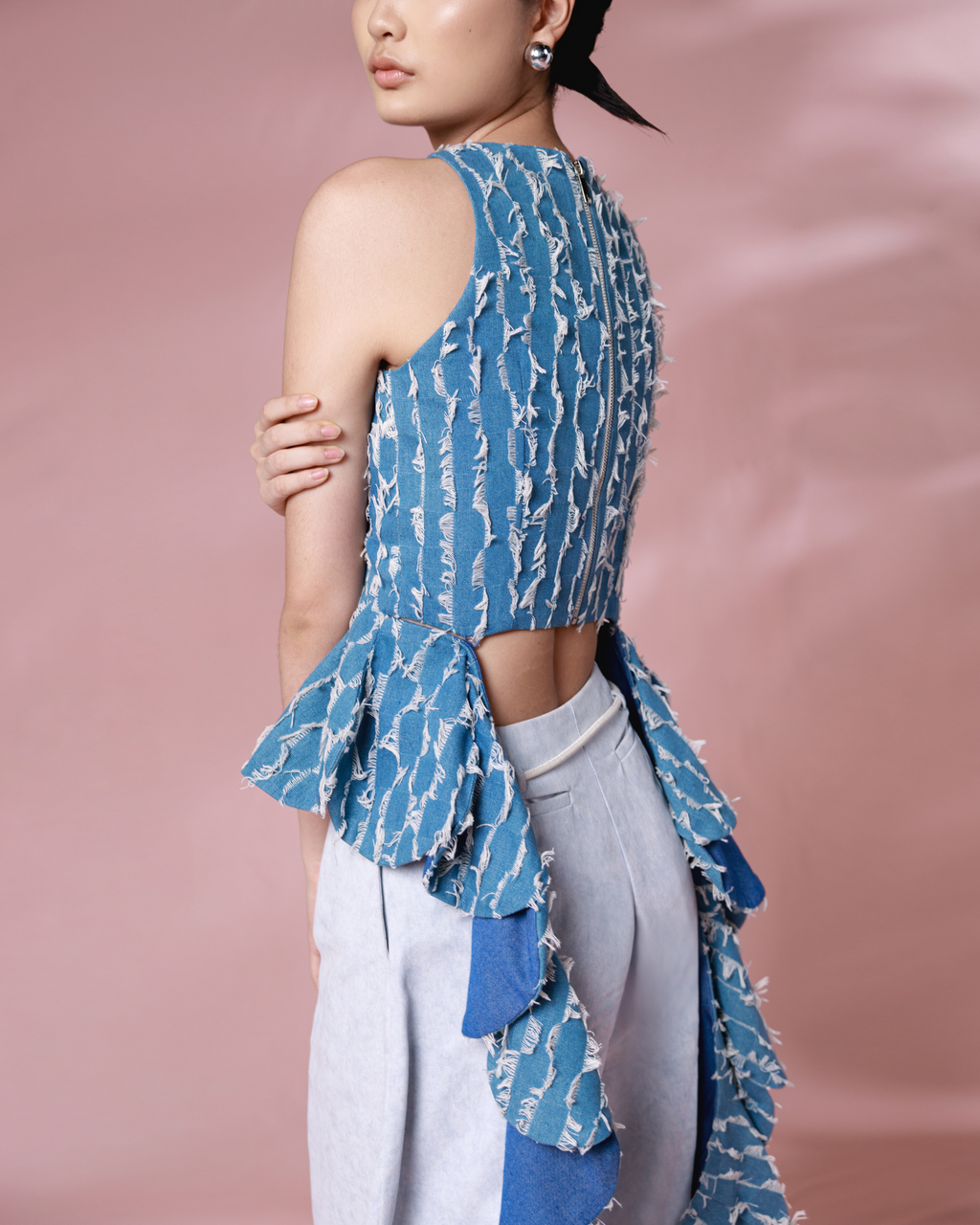 Pevita Top Washed Blue Denim