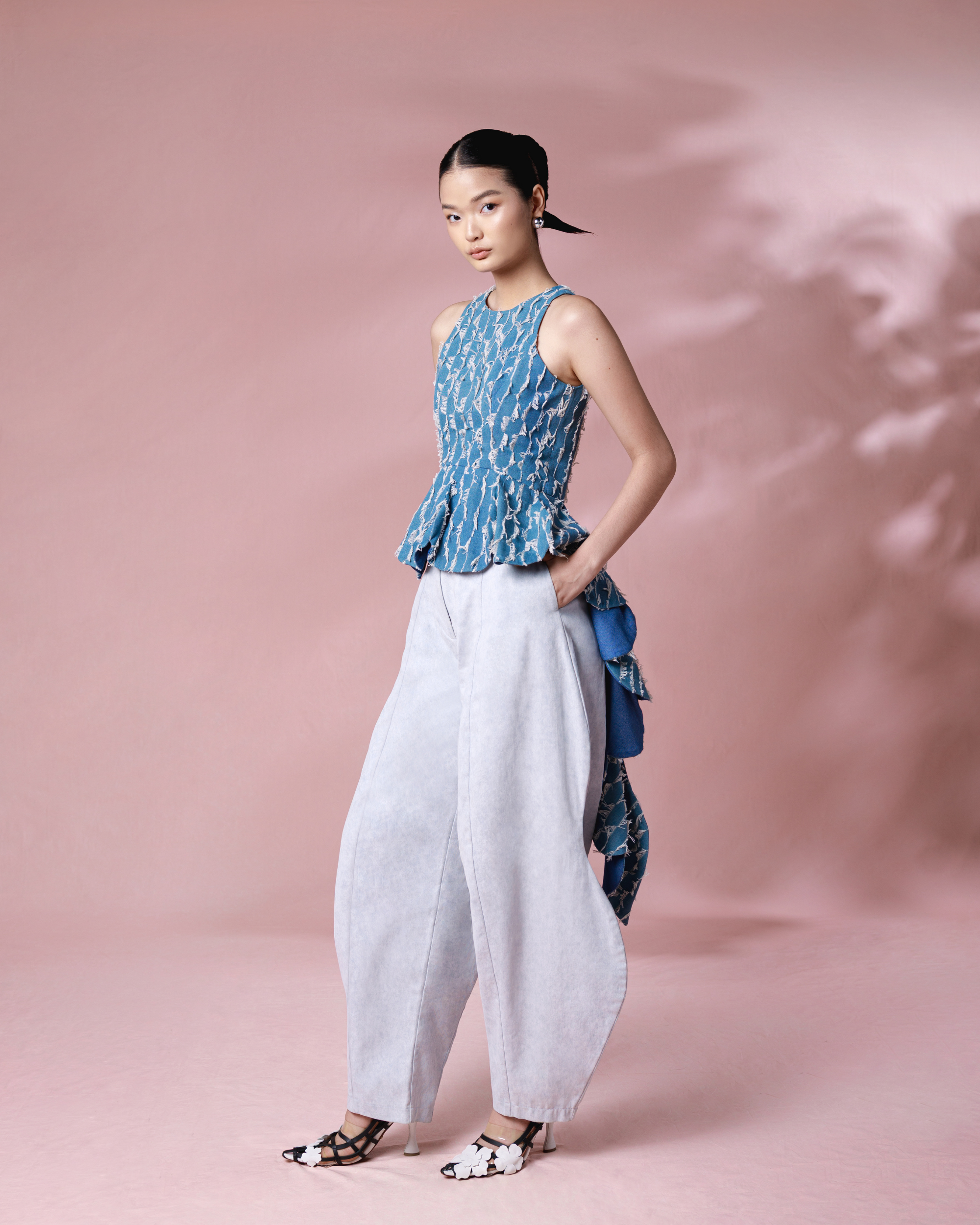 Pevita Top Washed Blue Denim