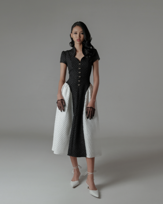 Faye Dress Black-White