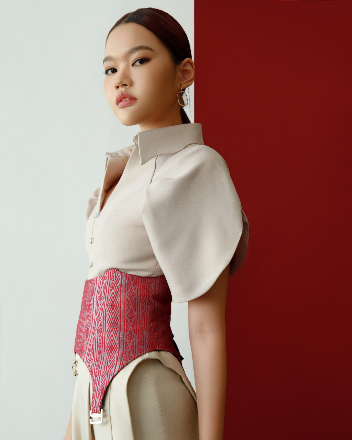 Alma Reversible Corset Red-Black