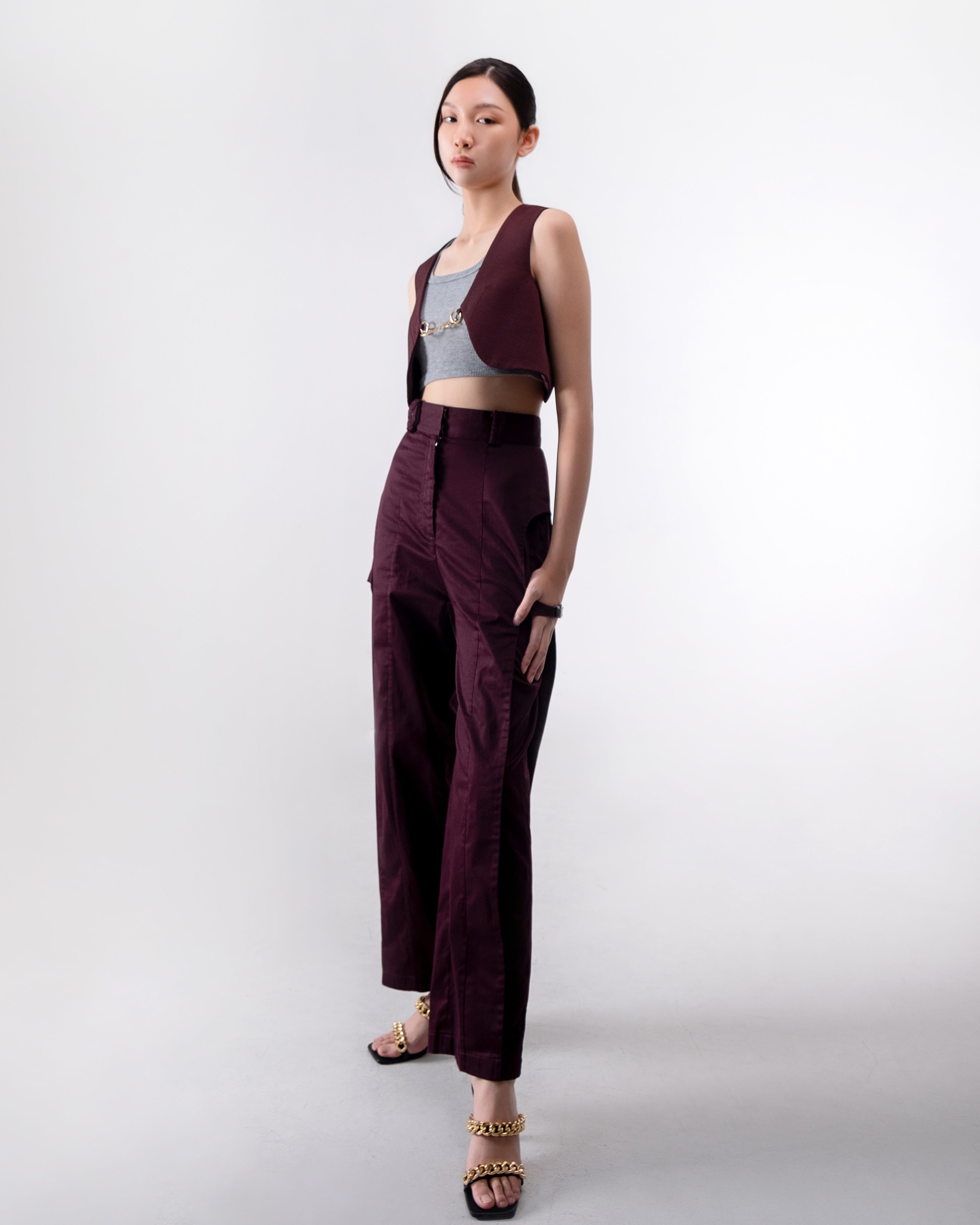 Megan Cropped Vest Dark Plum