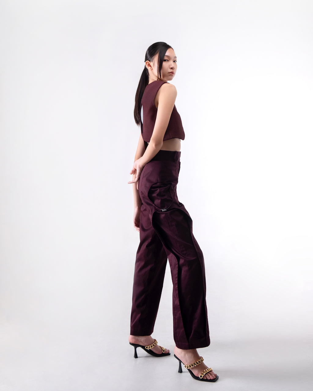 Megan Cropped Vest Dark Plum