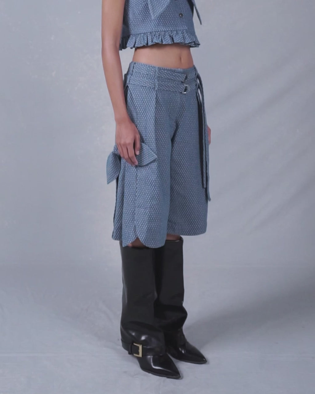 Rhea Bermuda Pants Washed Blue Denim