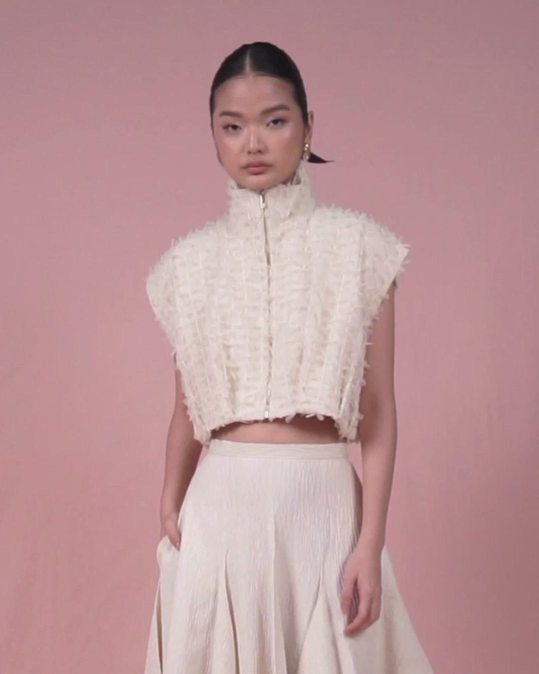 Aya Cropped Vest Cream