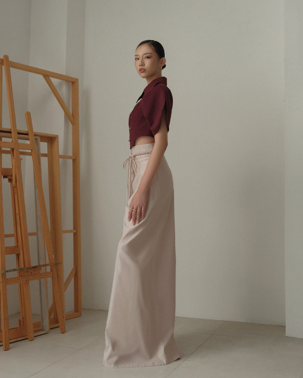 Carson Pants Light Taupe Stripes