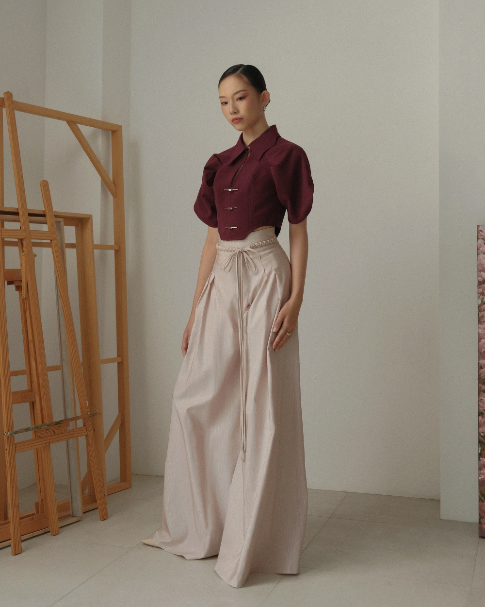 Carson Pants Light Taupe Stripes