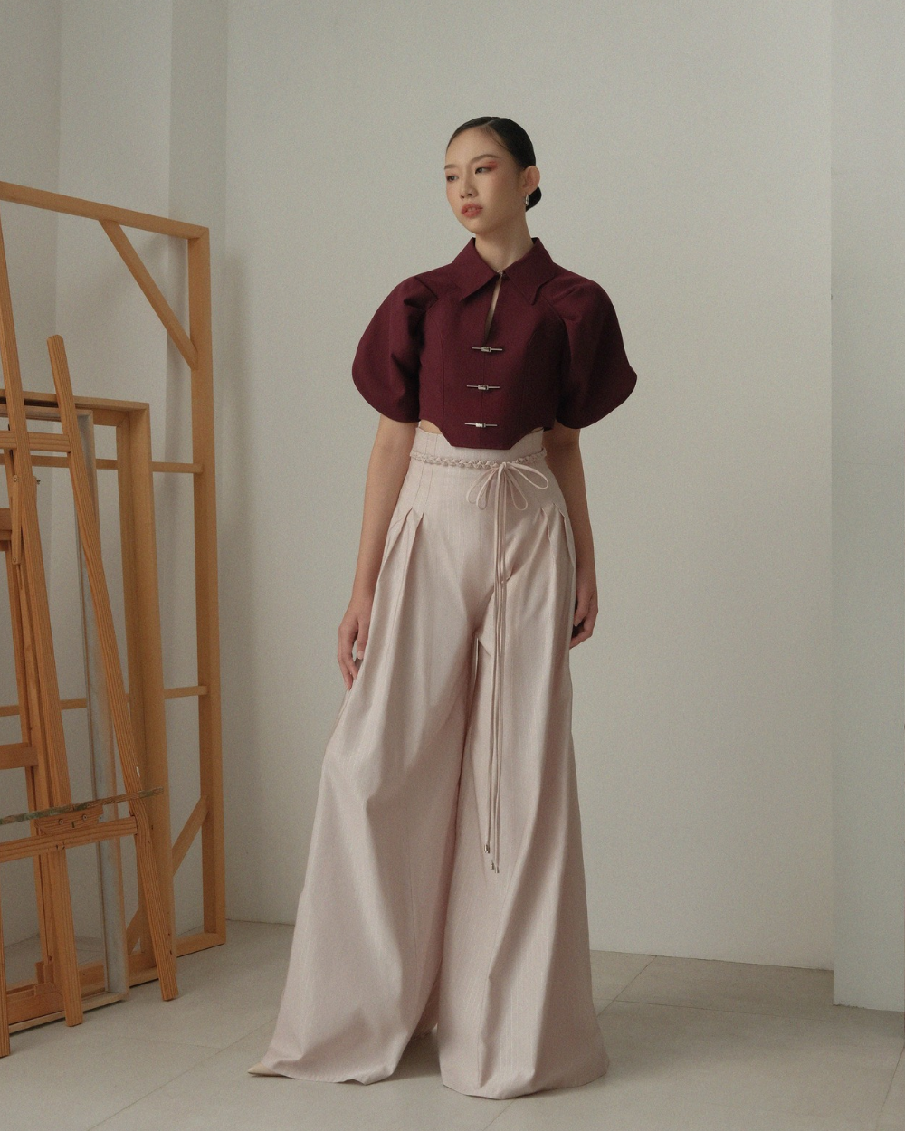 Carson Pants Light Taupe Stripes