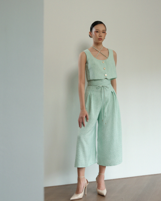 Carson Midi Pants Tweed Mint