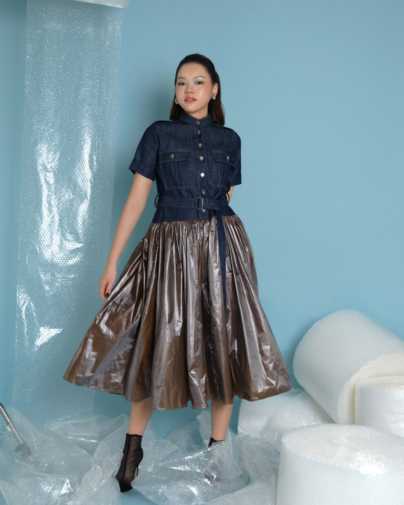 Vivienne Shirtdress Dark Blue-Green