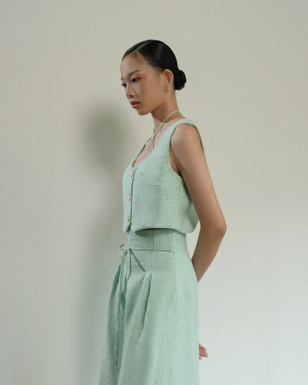 Carson Midi Pants Tweed Mint